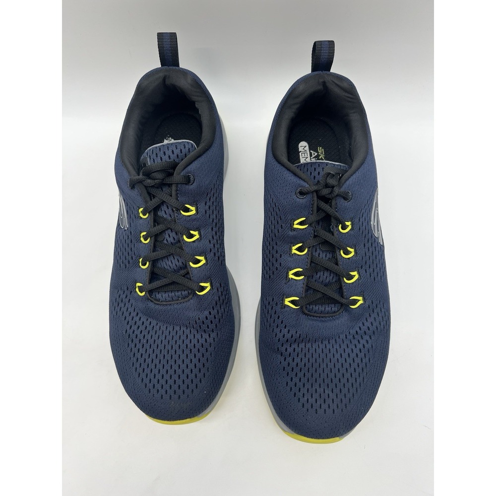 Skechers Men's Size 12 Vapor Foam Running Shoes Navy Blue Lime Accent Sneakers